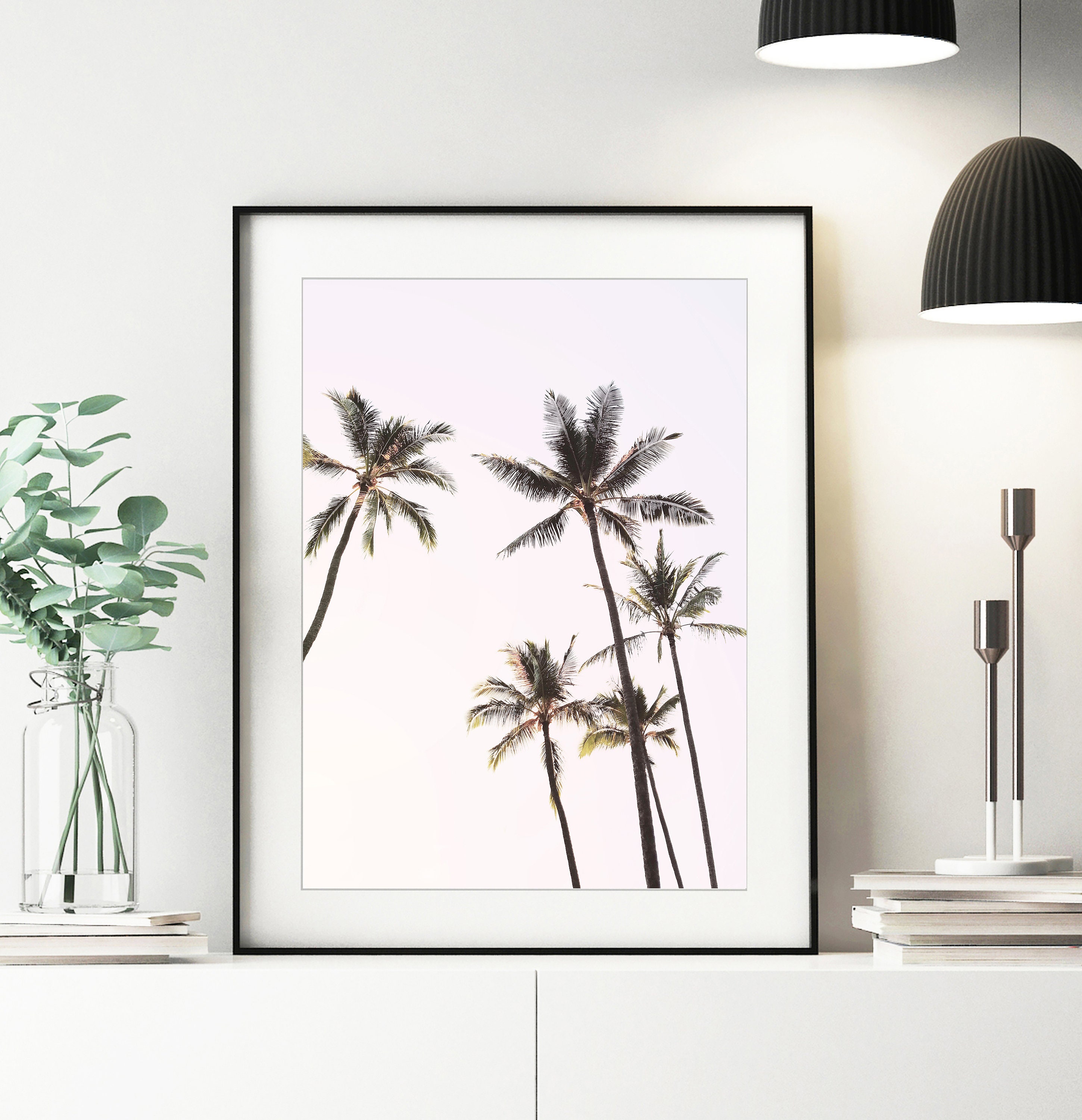 Palm Trees Print Beach Wall Art Sunset Photography Digital Etsy