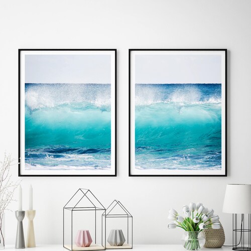 Ocean Art Prints Ocean Waves Print Set of 2 Coastal Wall Etsy