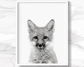 Black and White Fox | Etsy