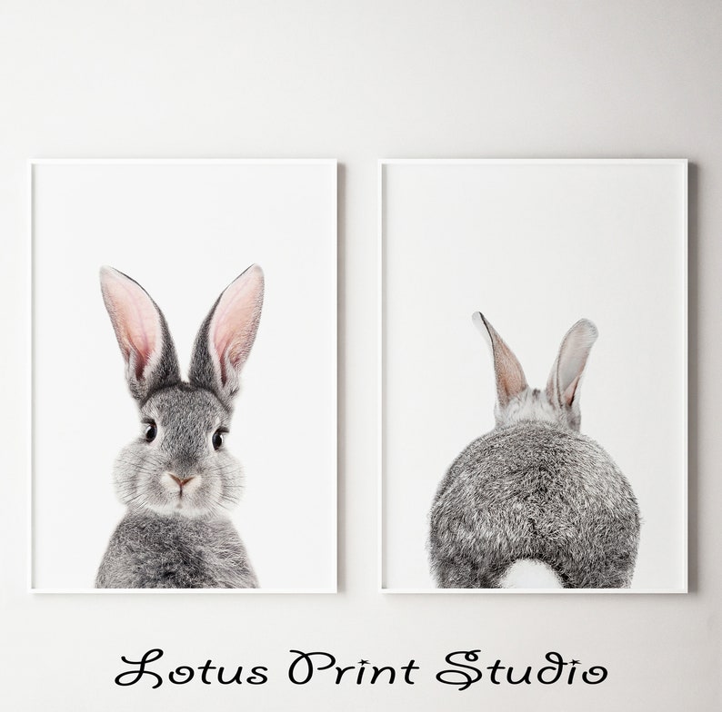 Bunny Print Set of 2, Bunny Rabbit Print, Easter Bunny Baby Animal Print, Nursery Animal Print, Digital Downloads, #227 