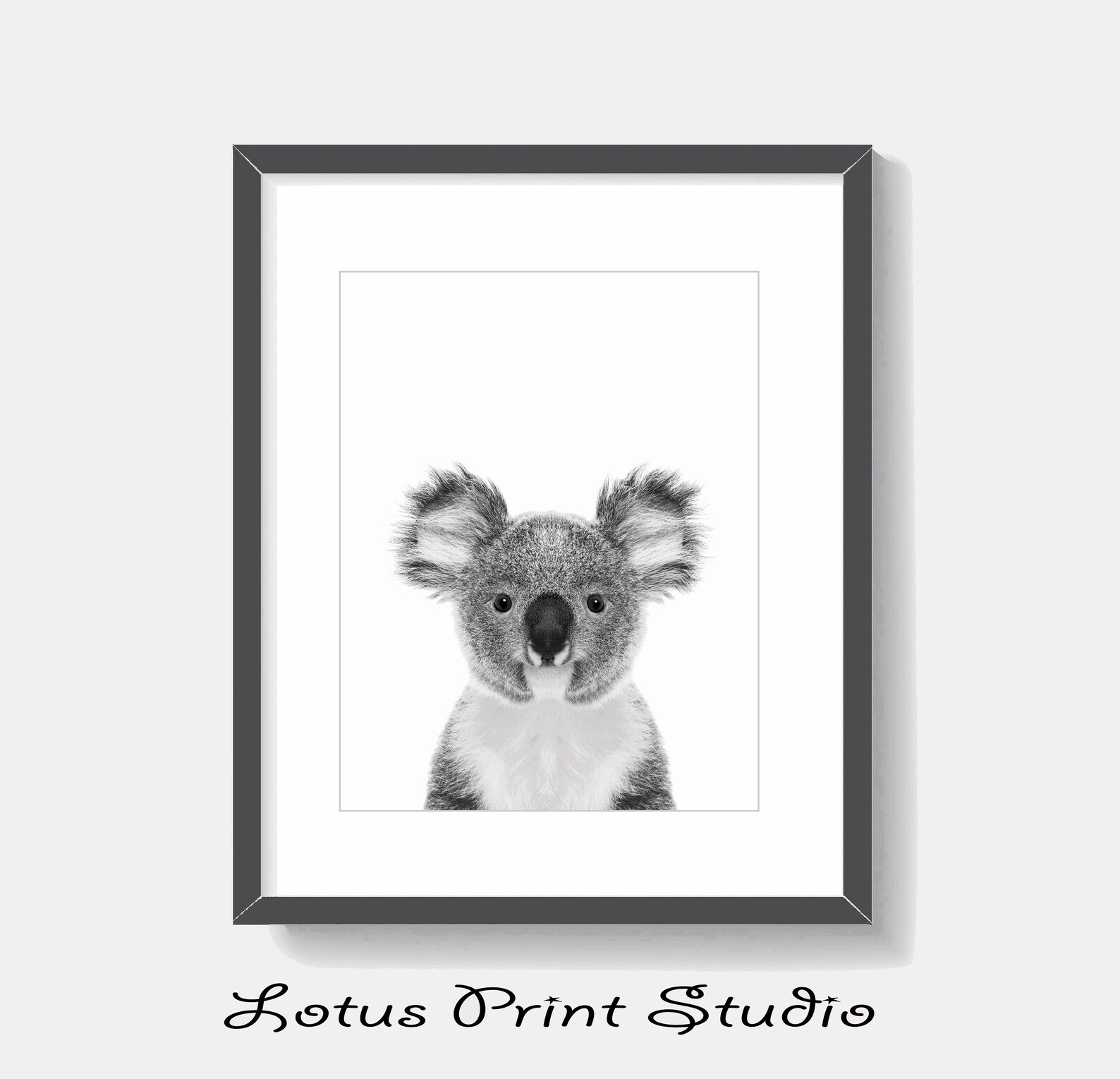 Koala Bear Print Black and White Animal Art Nursery Decor Etsy