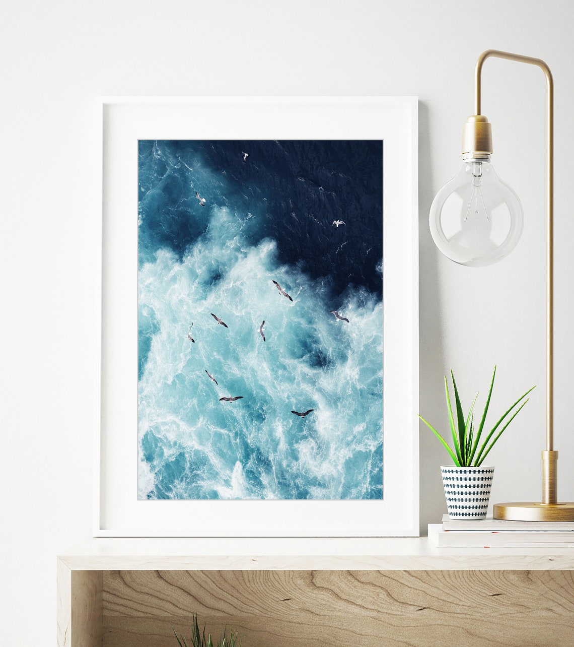 Ocean Aerial View Print Navy Blue Ocean Wall Art Aerial Etsy