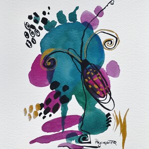 Coccinella, Acquerello originale, luminoso e multicolore, arte moderna, arredamento della camera, aquarell astratto, 30,5 x 22,8 cm