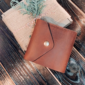 Mini billetera, billetera de sobre en efectivo, billetera de cuero para mujeres pequeñas, billetera de tarjetas, billetera de monedas, billetera personalizada, regalo del 3er aniversario, regalo del Día de la Madre