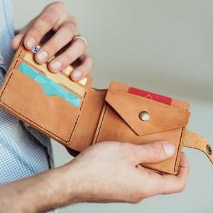 Cartera de cuero hombre, mini cartera, cartera pequeña, cartera personalizada para hombre, cartera grabada para hombre, cartera personalizada para hombre, regalo para él imagen 1