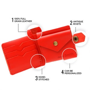 Cartera de cuero mujer, billetera personalizada, billetera tarjeta, billetera perosnalizada, billetera linda, billetera pequeña, billetera de mujer, billetera de cuero minimalista imagen 6