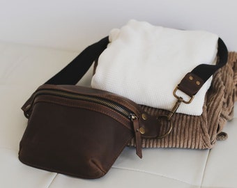 Bolso de cuero para mujer, bolso bandolera de cuero unisex, bolso de cadera de cuero, bolso de honda para mujeres, bolso de cadera para hombres, bolso de honda para hombres, regalo del día de la madre personalizado