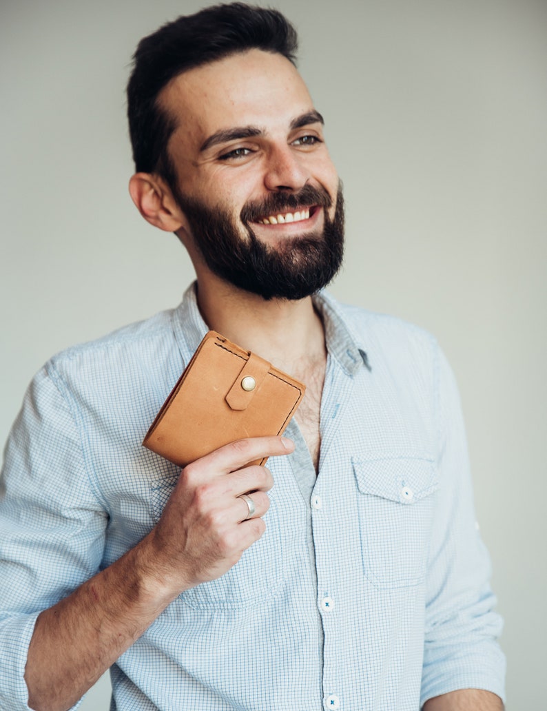 Cartera de cuero hombre, mini cartera, cartera pequeña, cartera personalizada para hombre, cartera grabada para hombre, cartera personalizada para hombre, regalo para él imagen 2
