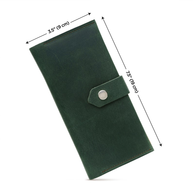 Cartera de piel verde, cartera de piel mujer, cartera de piel mujer, cartera personalizada, cartera para tarjetas, cartera mujer, regalo día de la madre imagen 5