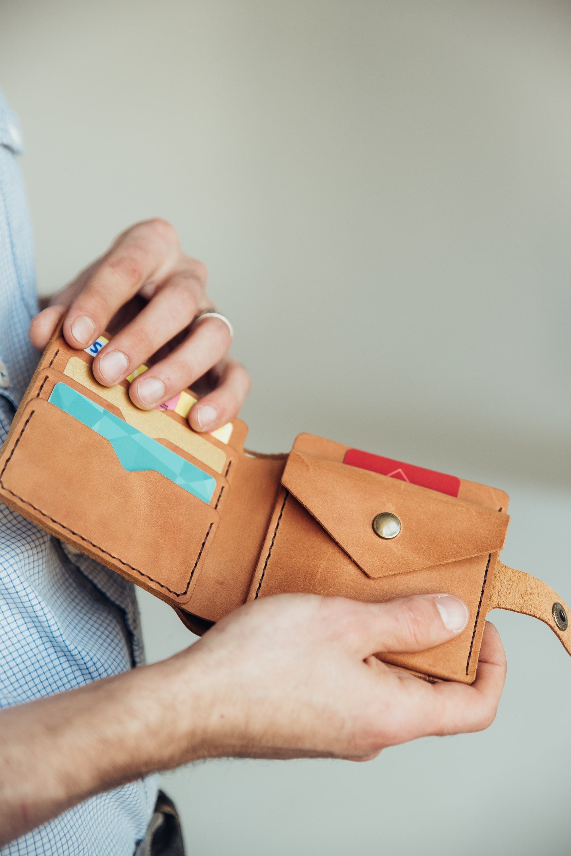 Leather Wallet Men's Mini Wallet Small Wallet Etsy