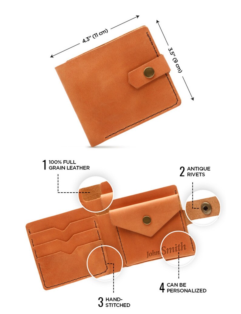 Cartera de cuero hombre, mini cartera, cartera pequeña, cartera personalizada para hombre, cartera grabada para hombre, cartera personalizada para hombre, regalo para él imagen 6