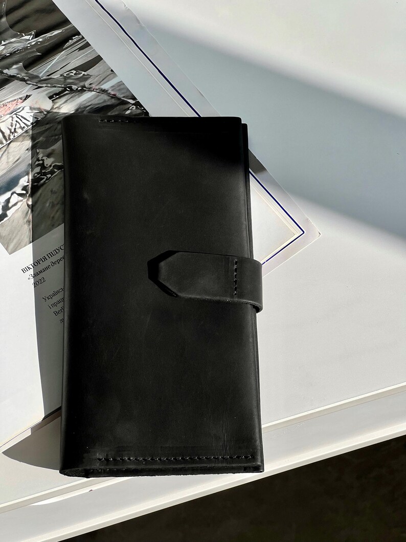 Cartera de piel para mujer, Cartera fina, Cartera plegable para mujer, Cartera grabada, Cartera personalizada, Cartera para tarjetas, Cartera para mujer, Regalo de tercer aniversario imagen 7