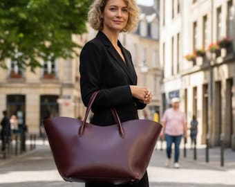 Burgundy Tote Bag – Vegan Leather Shoulder Purse