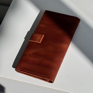Cartera de piel para mujer, Cartera fina, Cartera plegable para mujer, Cartera grabada, Cartera personalizada, Cartera para tarjetas, Cartera para mujer, Regalo de tercer aniversario imagen 6