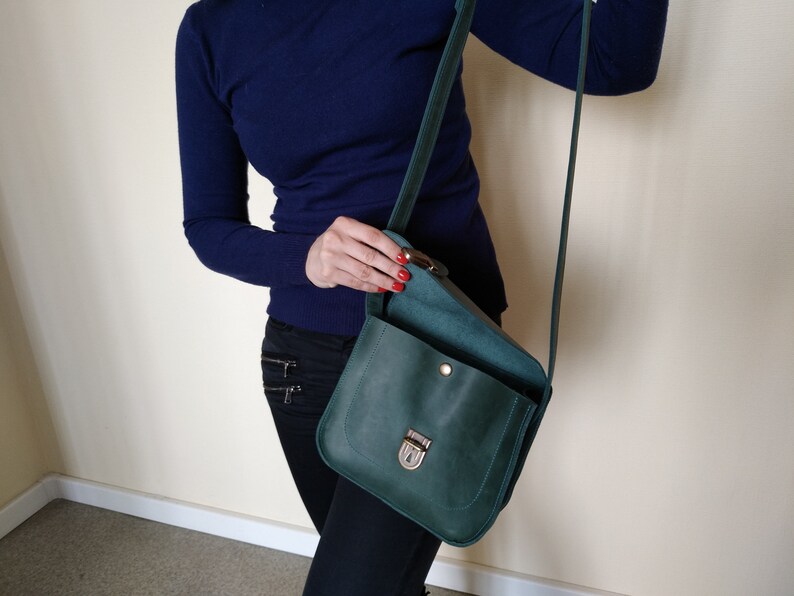 Green Crossbody Bag Handmade Small Crossbody Bag Leather Etsy