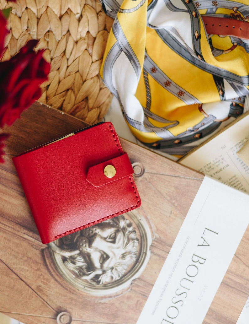 Cartera de cuero mujer, billetera personalizada, billetera tarjeta, billetera perosnalizada, billetera linda, billetera pequeña, billetera de mujer, billetera de cuero minimalista imagen 4