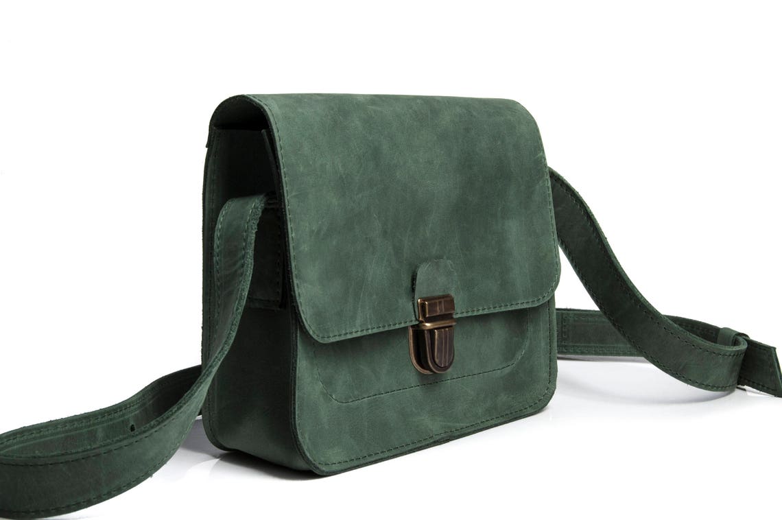 Green Crossbody Bag Handmade Small Crossbody Bag Leather Etsy