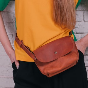 Leather Fanny Pack Belt Bag Rinonera Hip Bag Women Belt Bag Girls Leather Bag Minibag Purse Waist Bag from Leather Birthday Gift CrossBody image 5