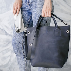 Jeans Leather Tote Bag Colorful Leather Bags Handmade Leather Bag Gift oversized Shopper Bag Work Tote Jeans Tote Maxi Leather Tote Etsy