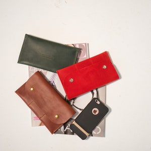 Cartera de cuero marrón, Cartera marrón hecha a mano, Cartera de cuero, Cartera de cuero para hombre, Cartera de cuero para mujer, Cartera de cuero hecha a mano, Clutch de cuero imagen 7