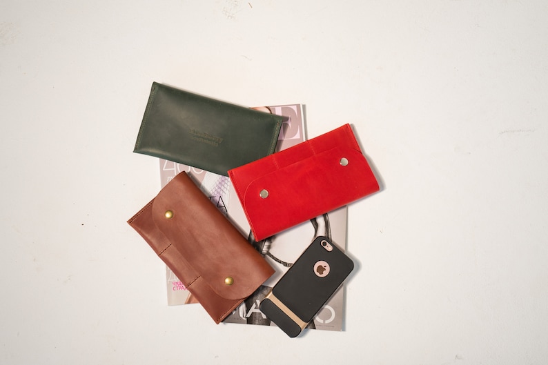 Cartera de cuero marrón, Cartera marrón hecha a mano, Cartera de cuero, Cartera de cuero para hombre, Cartera de cuero para mujer, Cartera de cuero hecha a mano, Clutch de cuero imagen 7