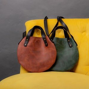 Sac à bandoulière en cuir, sac à main en cuir, sac de ville pour femme, sac à main en cuir pour femme, sac en cuir cercle, petit sac à main en cuir, cadeau en cuir pour elle