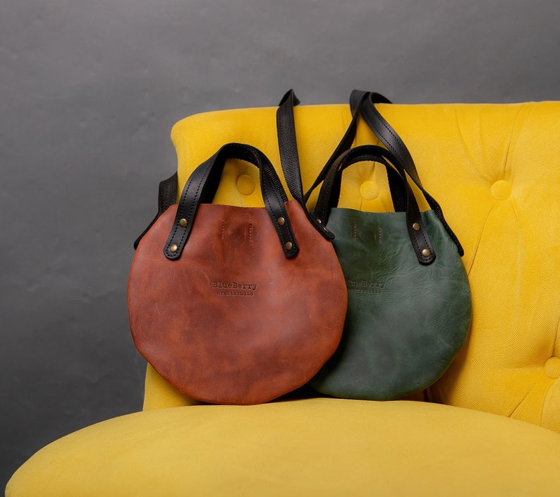 Leather crossbody bag, leather handbag,Women city Bag,Leather Purse for woman,Circle Leather Bag,Small leather handbag,Leather Gift for her image 5