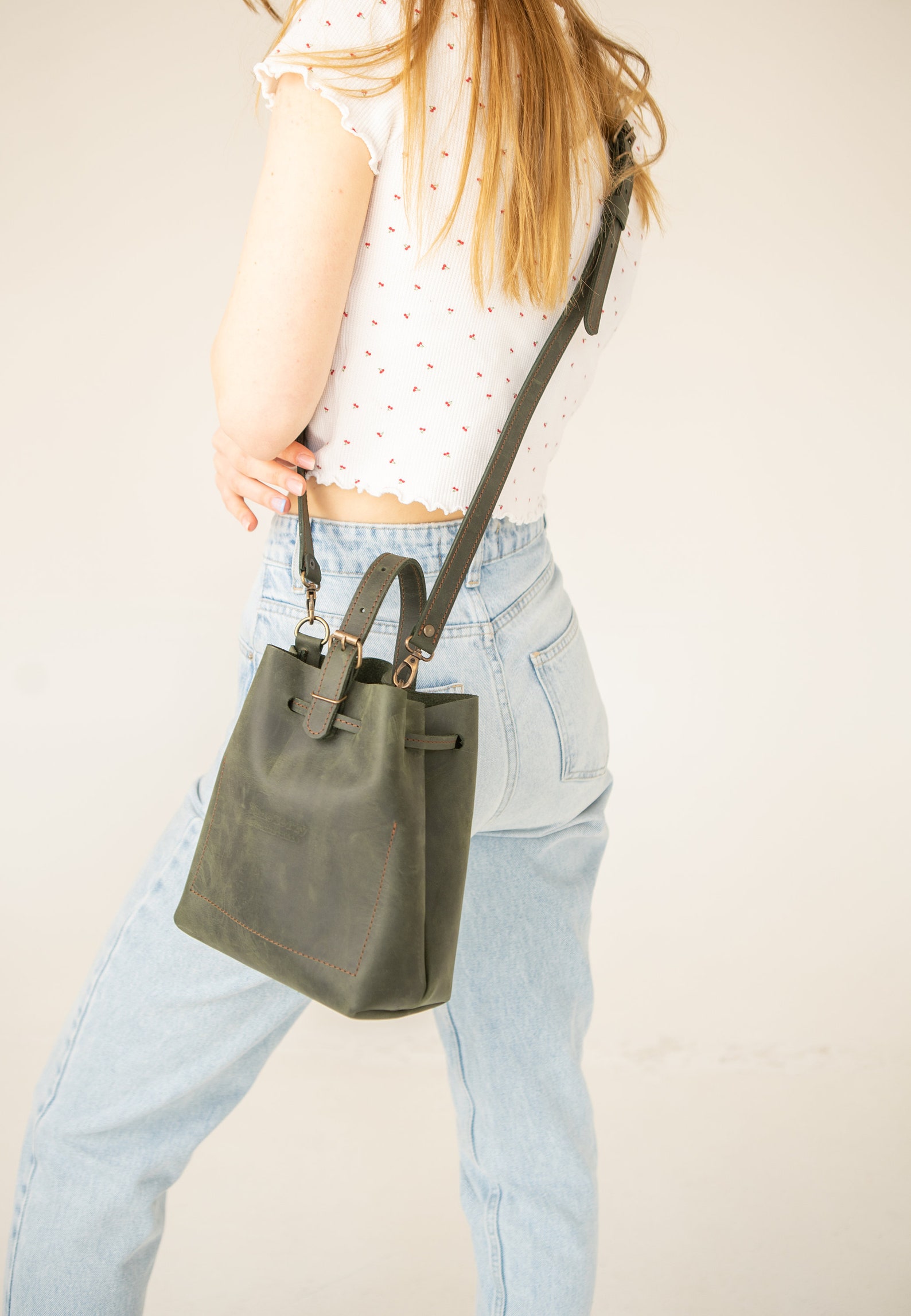 Green Leather Crossbody Bag Women Shoulder Bag Mini Bag Cross Etsy