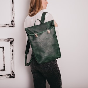 Mochila de piel verde Mochila de viaje Mochila de piel para mujer Mochila de piel Mochila de regalo Mochila de piel para portátil Mochila de piel para Macbook Mochila de regalo