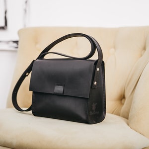 Leather crossbody bag,Black leather handbag,Women city Bag,Shoulder bag for woman,Leather satchel,Small leather handbag,Leather Gift for her