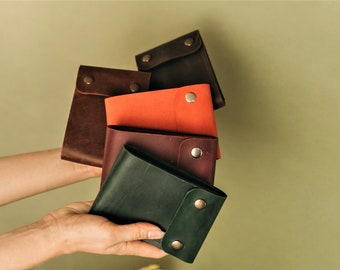 Cartera de clip de dinero, cartera de cuero para mujeres, regalo de carteras de cuero, carteras pequeñas de cuero, cartera minimalista hecha a mano, cartera de cuero para hombre