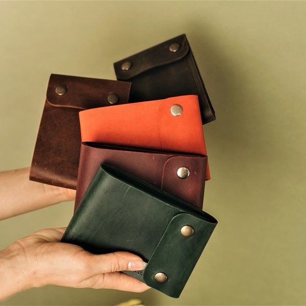Geldklammer Brieftasche,Leder Portemonnaie Frauen,Leder Brieftaschen Geschenk,Leder Kleine Brieftaschen, Handgefertigte Minimalistische Brieftasche,Herren Leder Brieftasche