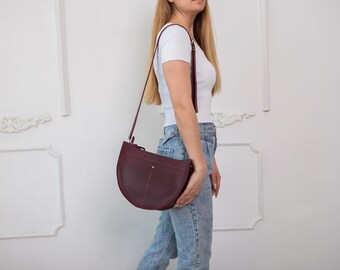 Woman Leather handbag,Bordo leather handbag,Crossbody city Bag,Shoulder bag woman,Leather satchel,Mini leather handbag,Cross bag gift