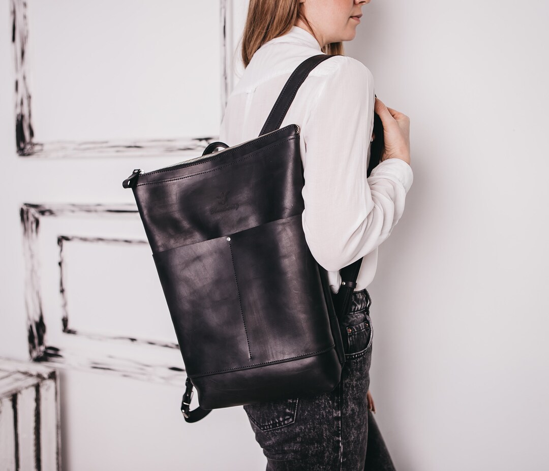 Black Leather Backpack Travel Backpack Backpack Leather Women Backpack ...