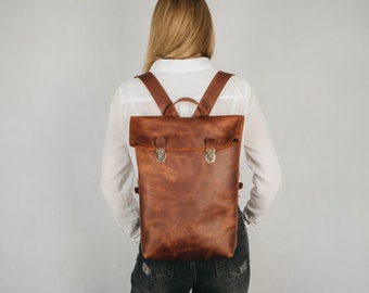 Brown Leather backpack,Leather Woman Backpack,leather rucksack,Leather Satchel,laptop leather backpack,MacBook backpack,Women's backpack