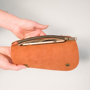 Cartera de cuero marrón, Cartera marrón hecha a mano, Cartera de cuero, Cartera de cuero para hombre, Cartera de cuero para mujer, Cartera de cuero hecha a mano, Clutch de cuero imagen 4