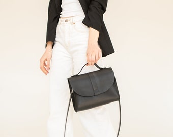 Bolso bandolera de piel auténtica para mujer, bolso de mano artesanal con asa superior y cremallera, mini bolso de hombro para uso diario, regalo para ella, bolso bandolera informal