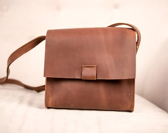 Bolso bandolera marrón, bolso de ciudad de cuero, bolso de cuero marrón, bolso de hombro mujer, cartera de cuero, bolso de cuero pequeño, regalo de cuero para ella