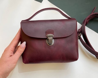 Mini lederen crossbody tas, vrouwen stadstas, schattige lederen tas, lederen tas voor meisje, mini lederen handtas, lederen handgemaakte tas, vrouwen cadeau