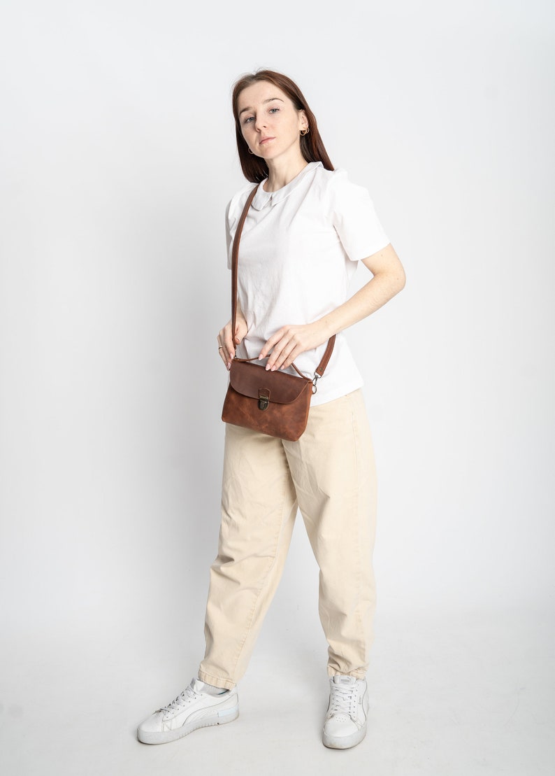 Handmade Leather Crossbody Bagwomen City Bagcute Leather Etsy