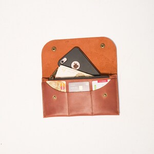 Cartera de cuero marrón, Cartera marrón hecha a mano, Cartera de cuero, Cartera de cuero para hombre, Cartera de cuero para mujer, Cartera de cuero hecha a mano, Clutch de cuero imagen 3