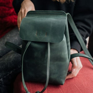 Mochila de cuero para mujer, mochila escolar, mochila de cuero satchel, mochila de cuero, mochila verde para mujer, mini mochila, regalo para niña, regalo para ella