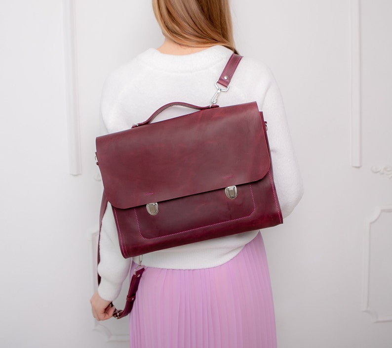 Leather Backpack Women,Leather Briefcase women,Leather Satchel, Laptop leather backpack, Leather Messenger Bag,Laptop Messenger Bag Purple