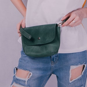 Leather waist pack,Festival fanny pack,Utility waist Bag,Waist pack,Fanny pack ,Green Hip pack,Gift hip bag,Hip pack leather,Waist belt bag