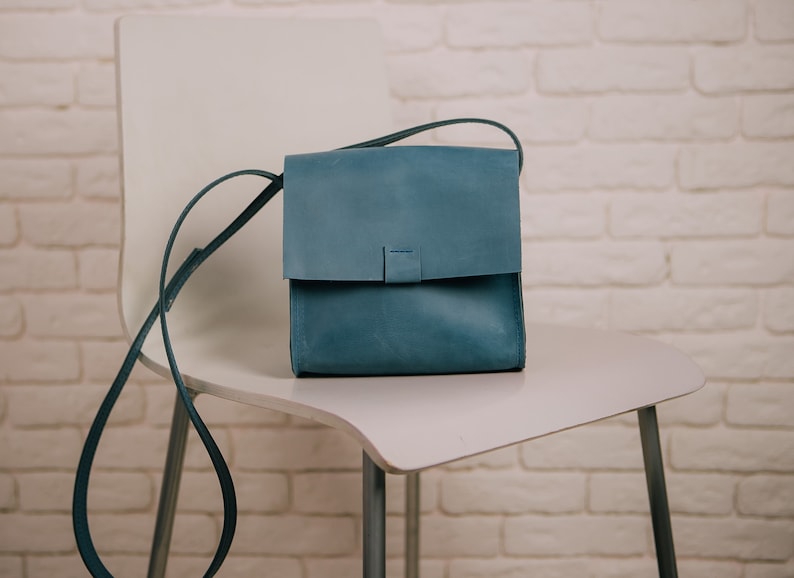 Leather Crossbody Bag Women Shoulder Bag Mini Bag Cross Body Bag Leather Purse Woman Handbag Minimalist Bag Cosmetics Bag Evening Bag Gift Blue