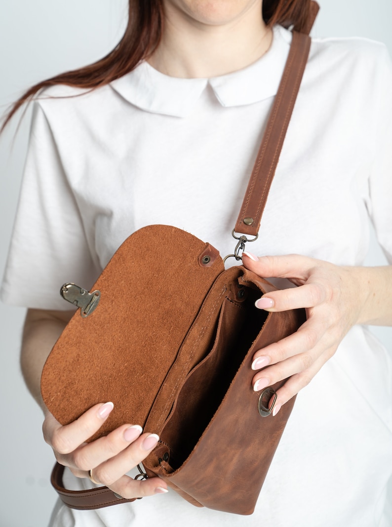 Mini Leather crossbody bag,Women city Bag,Cute Leather Purse,Leather Purse for Girl,Mini leather handbag,Leather Handmade Bag, Women gift image 9