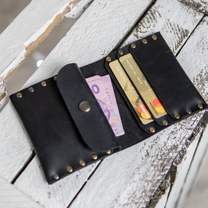 Portefeuille avec pince à billets, portefeuille en cuir pour femme, cadeau portefeuilles en cuir, petits portefeuilles en cuir, portefeuille minimaliste fait main, portefeuille en cuir pour homme