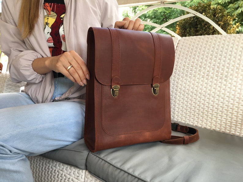 Leather backpack Women,Travel Rucksack Leather,Leather MacBook backpack,Leather laptop bag gift,Handmade Leather Backpack,Women Backpack image 8