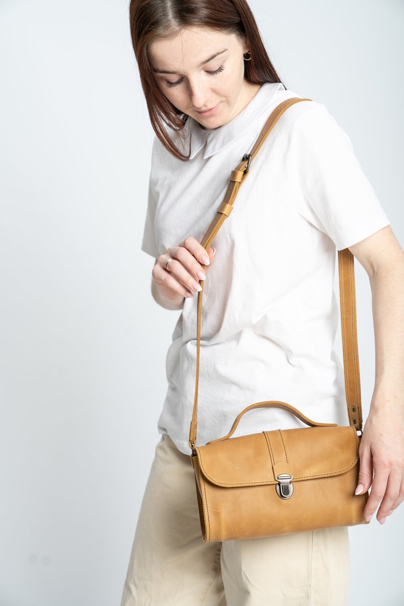 Leather Crossbody Bag Women Shoulder Bag Leather Mini Bag Cross Body Bag Leather Woman Handbag leather crossbody purse Handmade Leather Gift image 8