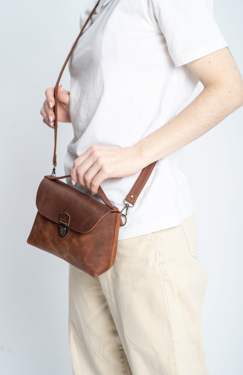 Handmade Leather Crossbody Bagwomen City Bagcute Leather Etsy